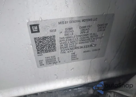 2019 Cadillac Xt5 Premium Luxury z USA, uszkodzony, nr VIN 1GYKNERS3KZ233522